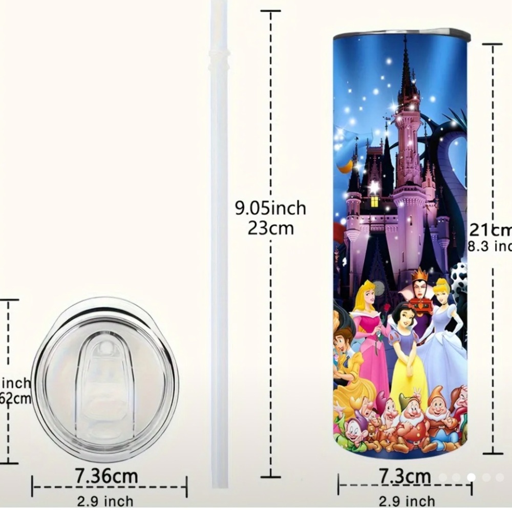 Disney Movie Themed 20oz Tumbler with Straw and Straw Covers! - Picture 3 of 8